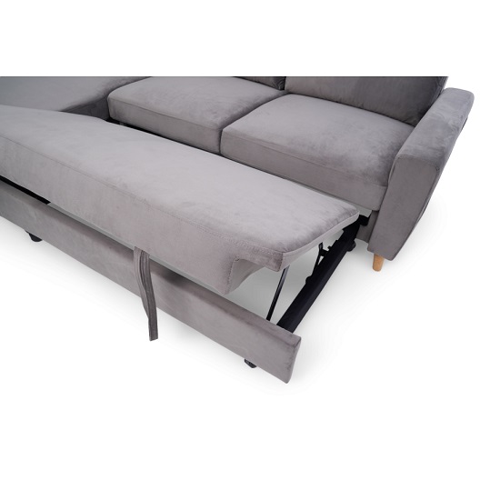 Coreen Velvet Right Hand Facing Chaise Sofa Bed In Grey_6